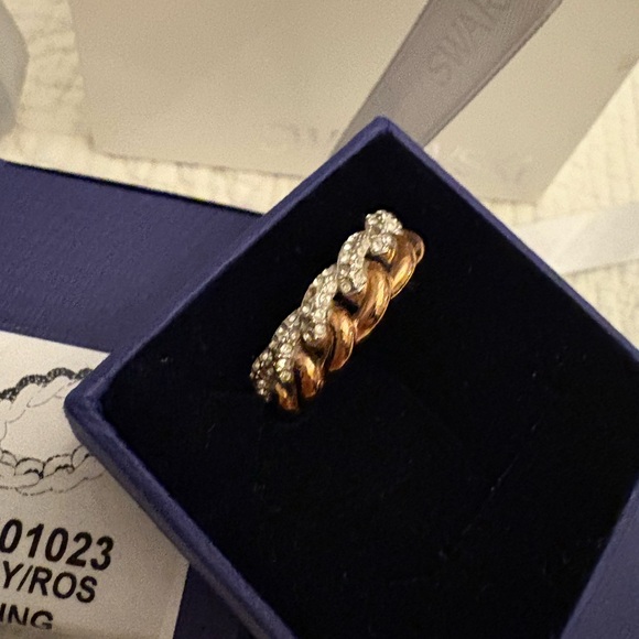 Swarovski Twist Lane Ring Rose Gold Silver Crystal Size 55 / US 7 - Picture 4 of 11